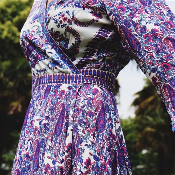 NEW Wild Magnolia Wrap Floral Boho Gown Dress - Picture 4 of 5